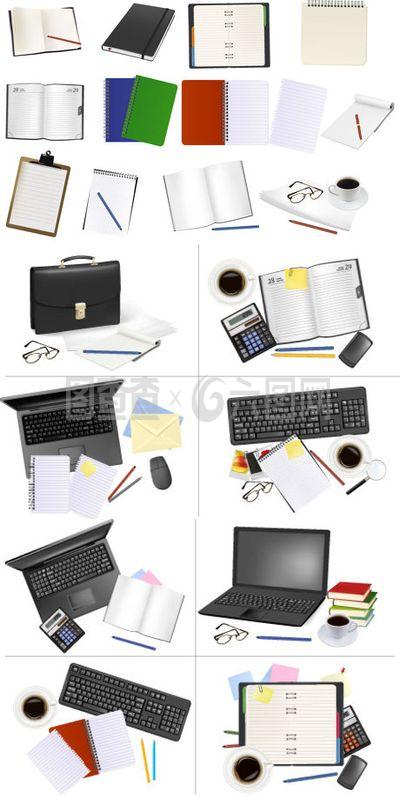 办公用品公文包与仪器仪表的免费矢量素材资源